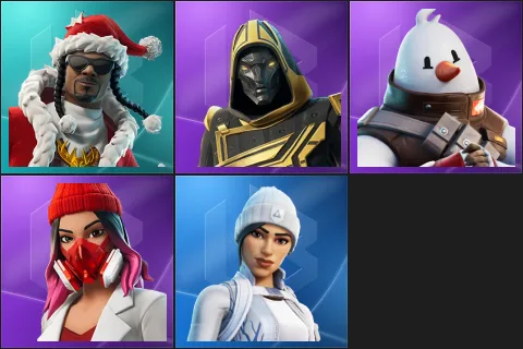 Santa Dogg, Blitz Knight, Snowmando, Yulejacket, Frost Squad