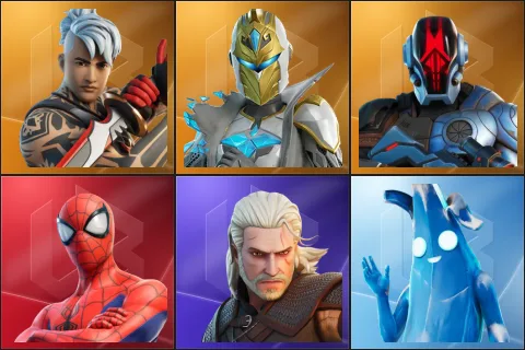 Ronin, Spectra Knight, The Foundation, Spider-Man, Geralt of Rivia, Polar Peely