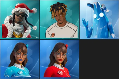 Santa Dogg, Slayer Juice WRLD, Polar Peely, Blizzabelle, Krisabelle