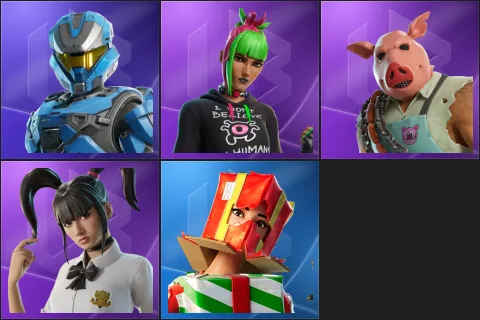UNSC Spartan, Bug Punk Sunny, Pig the Butcher, Yuki Yubari, Holiday Boxy