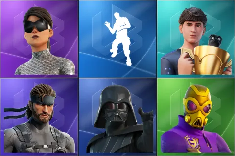 Unchained Ramirez, Laugh It Up, Bugha, Solid Snake, Darth Vader, Victor Elite
