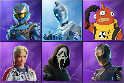 UNSC Spartan, Glacial Dummy, Blinky Fishstick, Dueling Dragons Jackie, Ghost Face, Hairpin