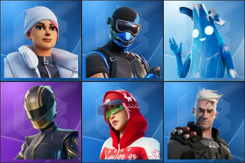 Blizzard Bomber, Fixer, Polar Peely, Hairpin, Arctic Adeline, Centurion