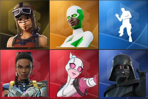 Renegade Raider, Backlash, Laugh It Up, Shuri, Gwenpool, Darth Vader