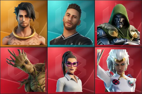 Raz, Neymar Jr, Doctor Doom, Groot, Jennifer Walters, Storm