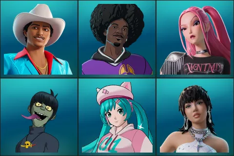 Die With A Smile Bruno, LBC '93 Dogg, Mira (HUNTR/X), Murdoc, Neko Hatsune Miku, Rockstar LISA