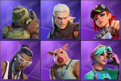 Doom Slayer, Geralt of Rivia, Dusty, Massai, Pig the Butcher, Selene