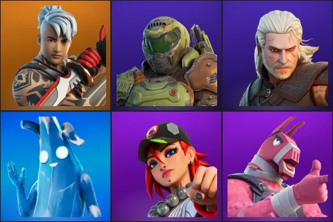 Ronin, Doom Slayer, Geralt of Rivia, Polar Peely, Dusty, Lt. John Llama