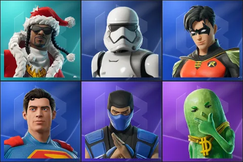Santa Dogg, First Order Stormtrooper, Robin, Superman, Sub-Zero (MK3), Big Dill