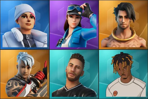 Blizzard Bomber, Cloud Striker, Raz, Ronin, Neymar Jr, Slayer Juice WRLD