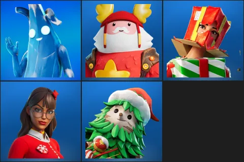 Polar Peely, Guff Gringle, Holiday Boxy, Krisabelle, Winterfest Bushranger