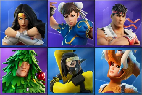 Wonder Woman, Chun-Li, Ryu, Lt. Evergreen, Min-joon, Wooly Warrior