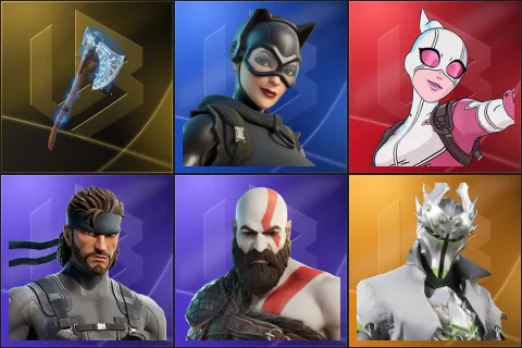 Leviathan Axe, Catwoman Zero, Gwenpool, Solid Snake, Kratos, Rogue Spider Knight