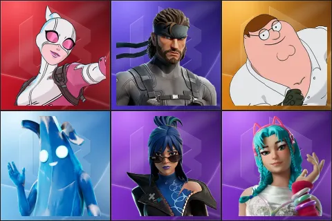 Gwenpool, Solid Snake, Peter Griffin, Polar Peely, Hope, Katalina