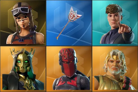 Renegade Raider, The Axe of Champions 2.0, Clix, Hades, Red Knight, Zeus