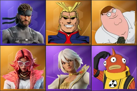Solid Snake, All Might, Peter Griffin, Valeria, Aphrodite, Blinky Fishstick