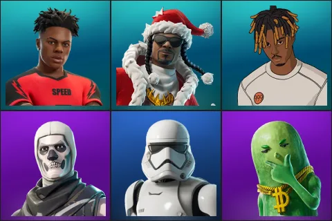IShowSpeed, Santa Dogg, Slayer Juice WRLD, Skull Trooper, First Order Stormtrooper, Big Dill