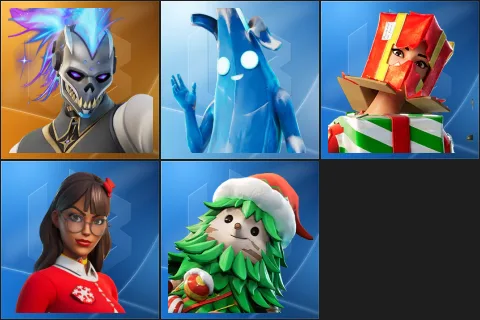 Renzo the Destroyer, Polar Peely, Holiday Boxy, Krisabelle, Winterfest Bushranger