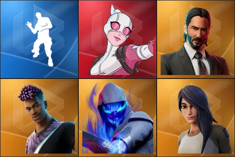 Laugh It Up, Gwenpool, John Wick, Fade, Fusion, Gear Specialist Maya