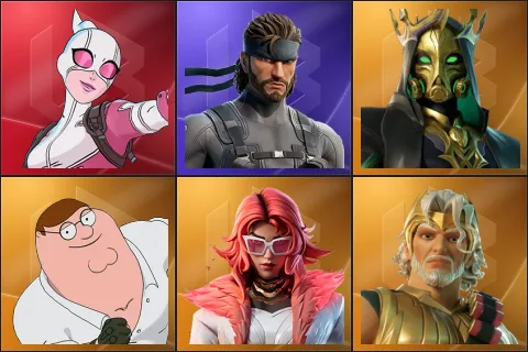 Gwenpool, Solid Snake, Hades, Peter Griffin, Valeria, Zeus