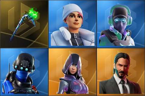 Merry Mint Axe, Blizzard Bomber, Breakpoint, Carbon Commando, Glow, John Wick