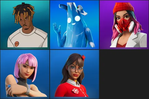 Slayer Juice WRLD, Polar Peely, Yulejacket, Harmonizer, Krisabelle