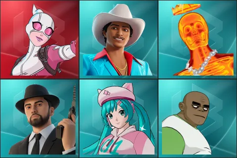 Gwenpool, Die With A Smile Bruno, Inferno Skeleton Balvin, Marshall Never More, Neko Hatsune Miku, Russel