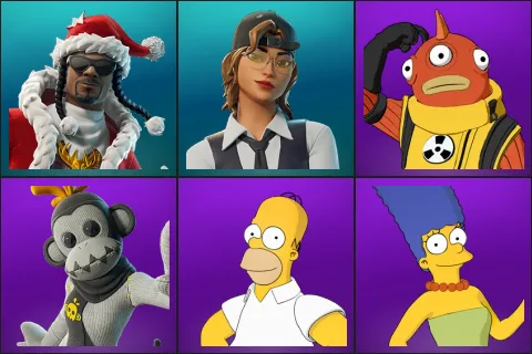 Santa Dogg, Sparx, Blinky Fishstick, GHOST Monks, Homer Simpson, Marge Simpson