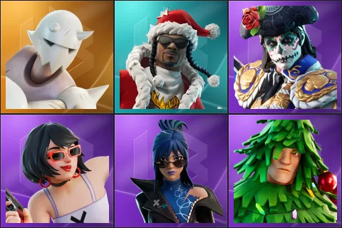 Snap, Santa Dogg, Dante, Evie, Hope, Lt. Evergreen