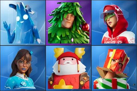 Polar Peely, Lt. Evergreen, Arctic Adeline, Blizzabelle, Guff Gringle, Holiday Boxy