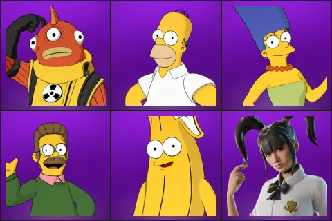 Blinky Fishstick, Homer Simpson, Marge Simpson, Ned Flanders, Springfielder Peely, Yuki Yubari