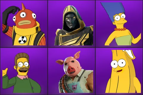 Blinky Fishstick, Blitz Knight, Marge Simpson, Ned Flanders, Pig the Butcher, Springfielder Peely