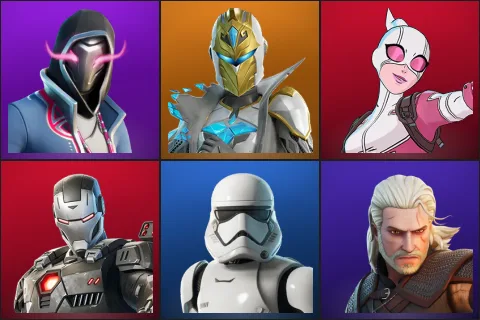 Xander, Spectra Knight, Gwenpool, War Machine, First Order Stormtrooper, Geralt of Rivia