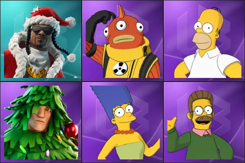 Santa Dogg, Blinky Fishstick, Homer Simpson, Lt. Evergreen, Marge Simpson, Ned Flanders
