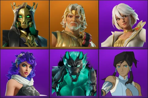 Hades, Zeus, Aphrodite, Artemis, Cerberus, Korra