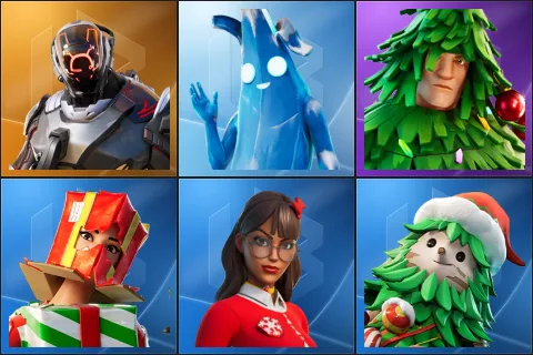 The Scientist, Polar Peely, Lt. Evergreen, Holiday Boxy, Krisabelle, Winterfest Bushranger