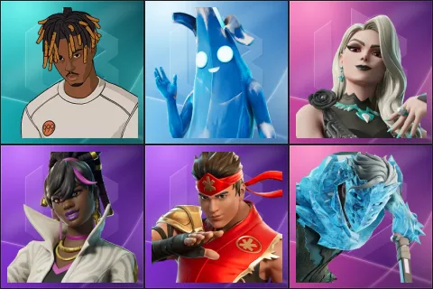 Slayer Juice WRLD, Polar Peely, Carletta, Danica, FIRE Master Kai, Gale