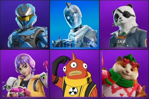 UNSC Spartan, Glacial Dummy, Agent Patch, Battle Gamer Mae, Blinky Fishstick, Cheeks