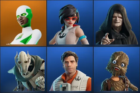 Backlash, Apprentice Evie, Emperor Palpatine, General Grievous, Poe Dameron, Wookiee Team Leader