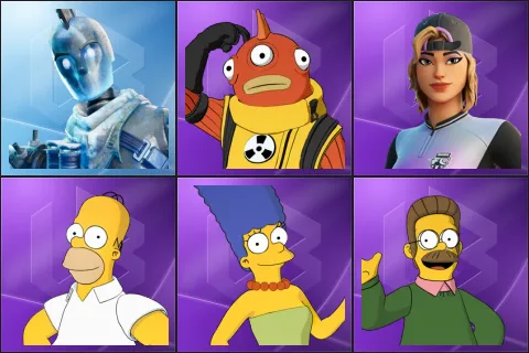 Glacial Dummy, Blinky Fishstick, FFC Striker Sparkplug, Homer Simpson, Marge Simpson, Ned Flanders