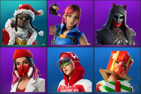 Santa Dogg, Explorer Emilie, Felina, Yulejacket, Arctic Adeline, Holiday Boxy