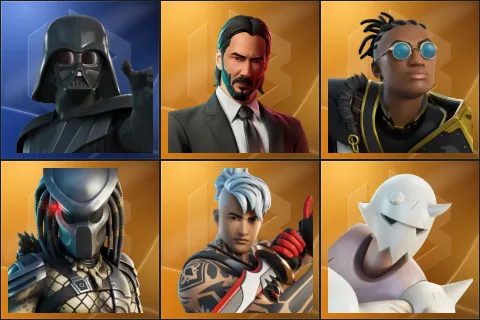 Darth Vader, John Wick, Malik, Predator, Ronin, Snap