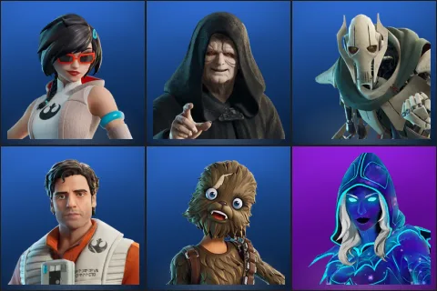 Apprentice Evie, Emperor Palpatine, General Grievous, Poe Dameron, Wookiee Team Leader, Andromeda