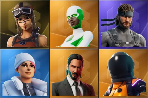 Renegade Raider, Backlash, Solid Snake, Blizzard Bomber, John Wick, Dark Vanguard