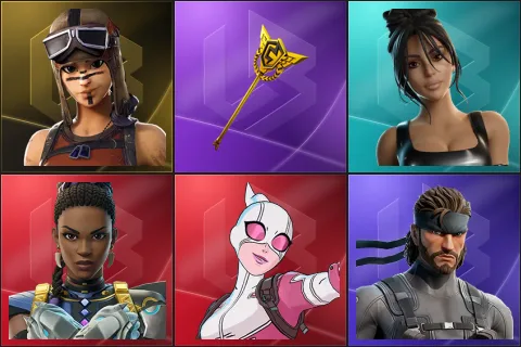 Renegade Raider, The Axe of Champions, Iconic Kim Kardashian, Shuri, Gwenpool, Solid Snake