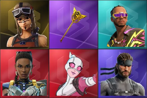 Renegade Raider, The Axe of Champions, Lewis Hamilton, Shuri, Gwenpool, Solid Snake