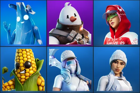 Polar Peely, Snowmando, Arctic Adeline, Cobb, Diamond Diva, Frost Squad