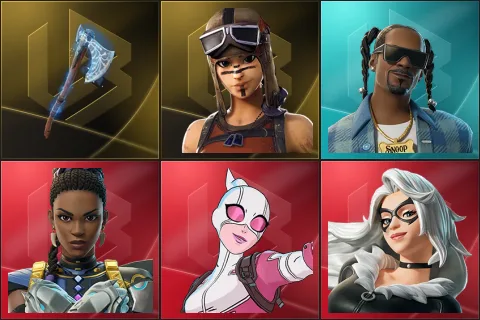 Leviathan Axe, Renegade Raider, Snoop Dogg, Shuri, Gwenpool, Black Cat