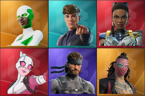 Backlash, Clix, Shuri, Gwenpool, Solid Snake, Kado Thorne