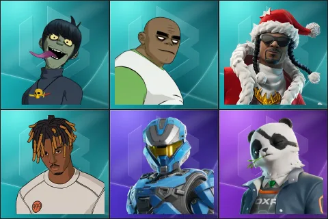 Murdoc, Russel, Santa Dogg, Slayer Juice WRLD, UNSC Spartan, Agent Patch